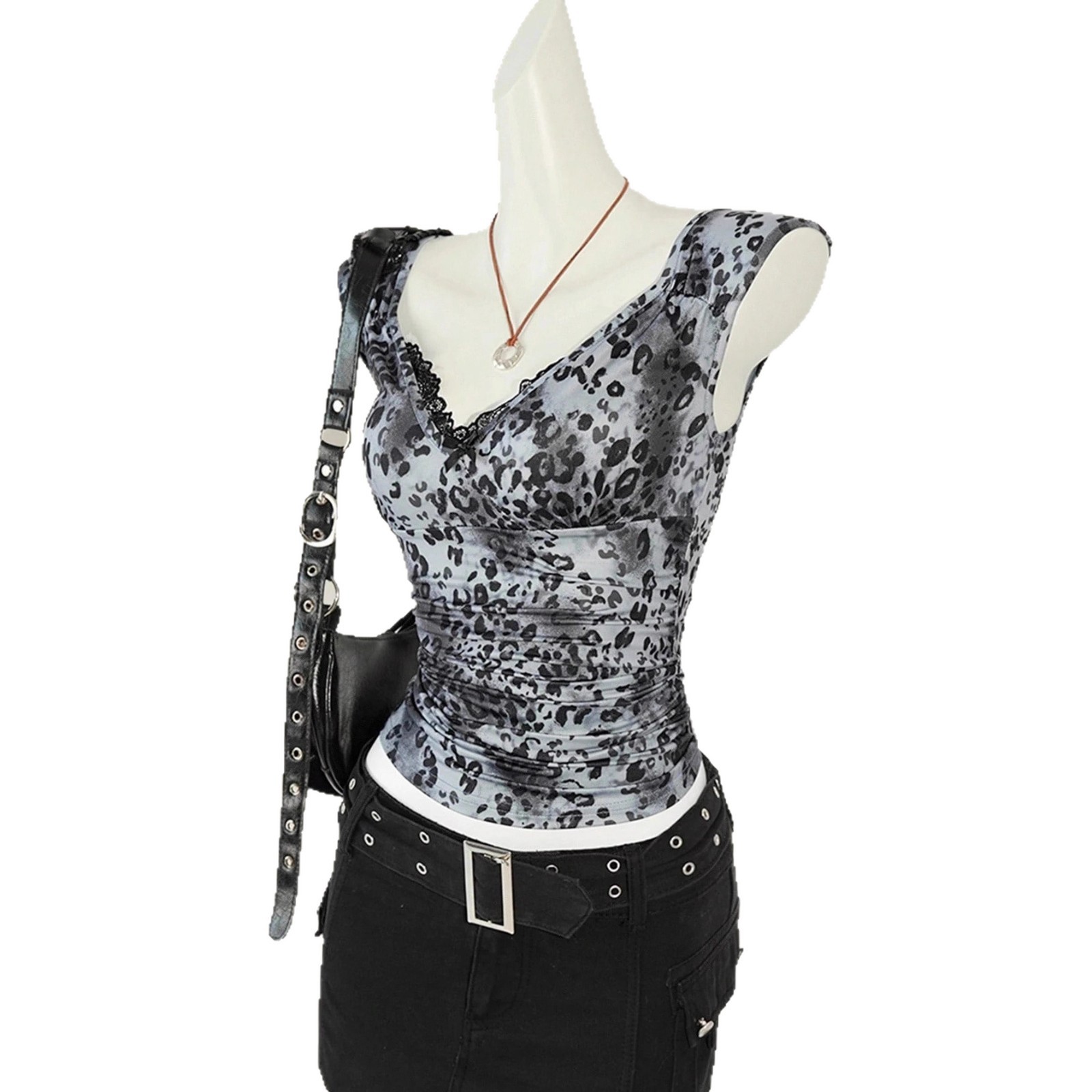 Vintage Slimming Vest with V-neck and Lace Waist 5