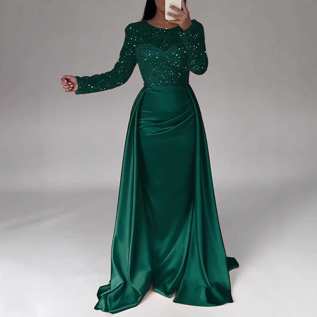Elegant Women's Long-Sleeve Evening Dress