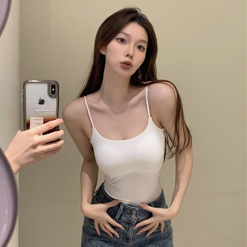Women's Spring Sleeveless Camisole with Chest Pad 4
