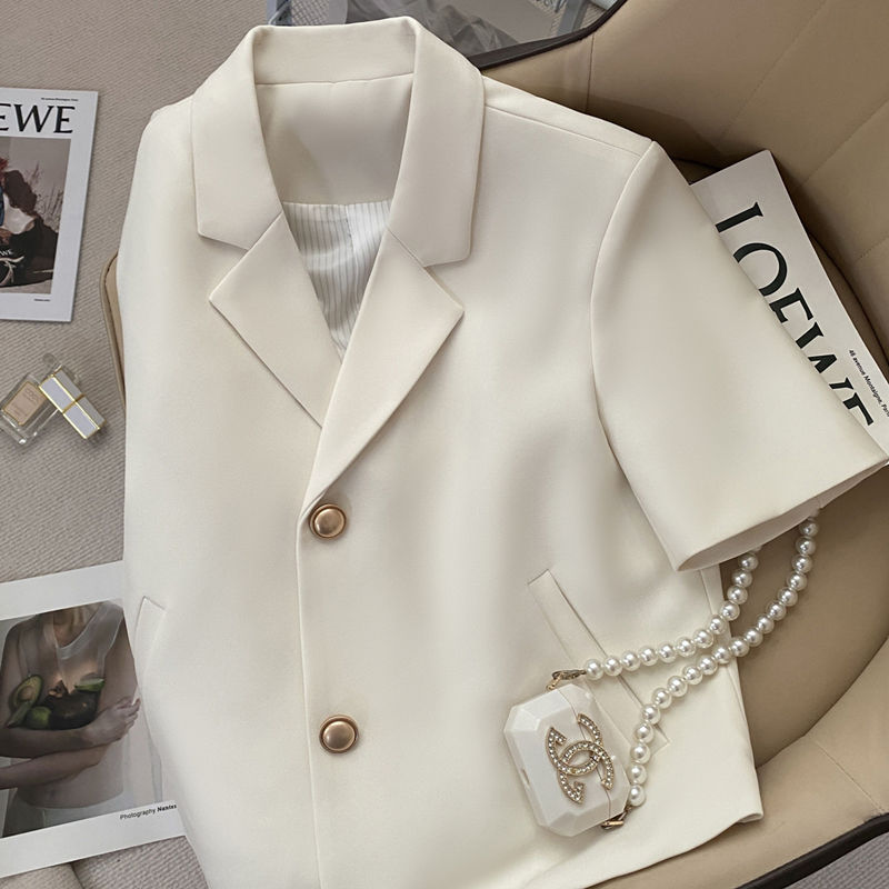 Women's Creamy White Short-Sleeved Blazer 2