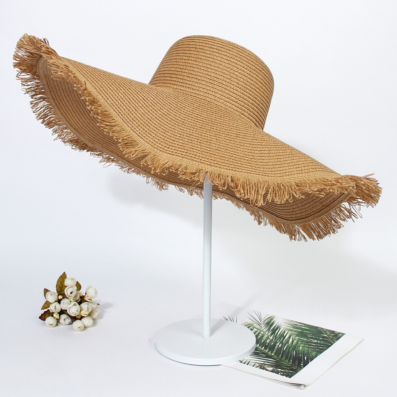 Women's Wide-Brim Woven Straw Beach Hat