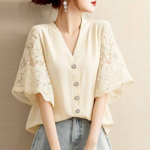 Summer V-Neck Button-Up Top 8