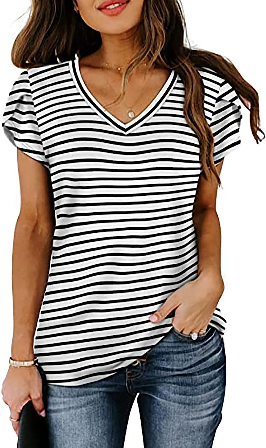 Milk Silk Abstract Character V-neck Top 12