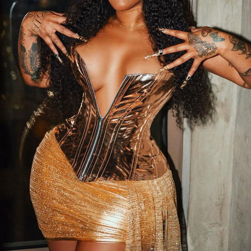Metallic Patent Leather Tube Top 3
