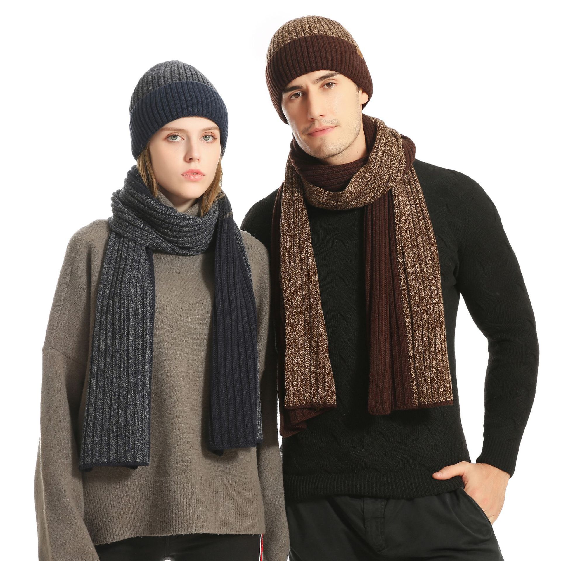 Warm Knitted Winter Hat, Scarf and Gloves Set for Men