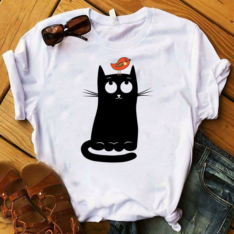 Cat Print Short Sleeve Women's T-Shirt 6