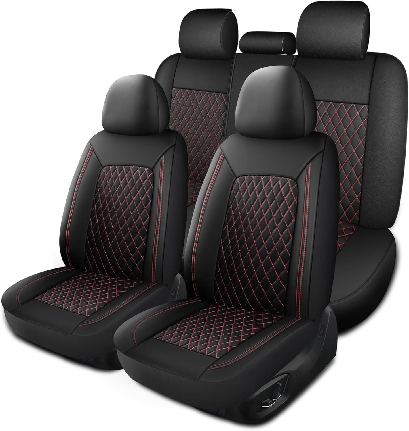 Single-line Diamond-pattern PU Leather Car Seat Cover 4