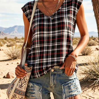 Bohemian Daisy Print Sleeveless Summer Top 8