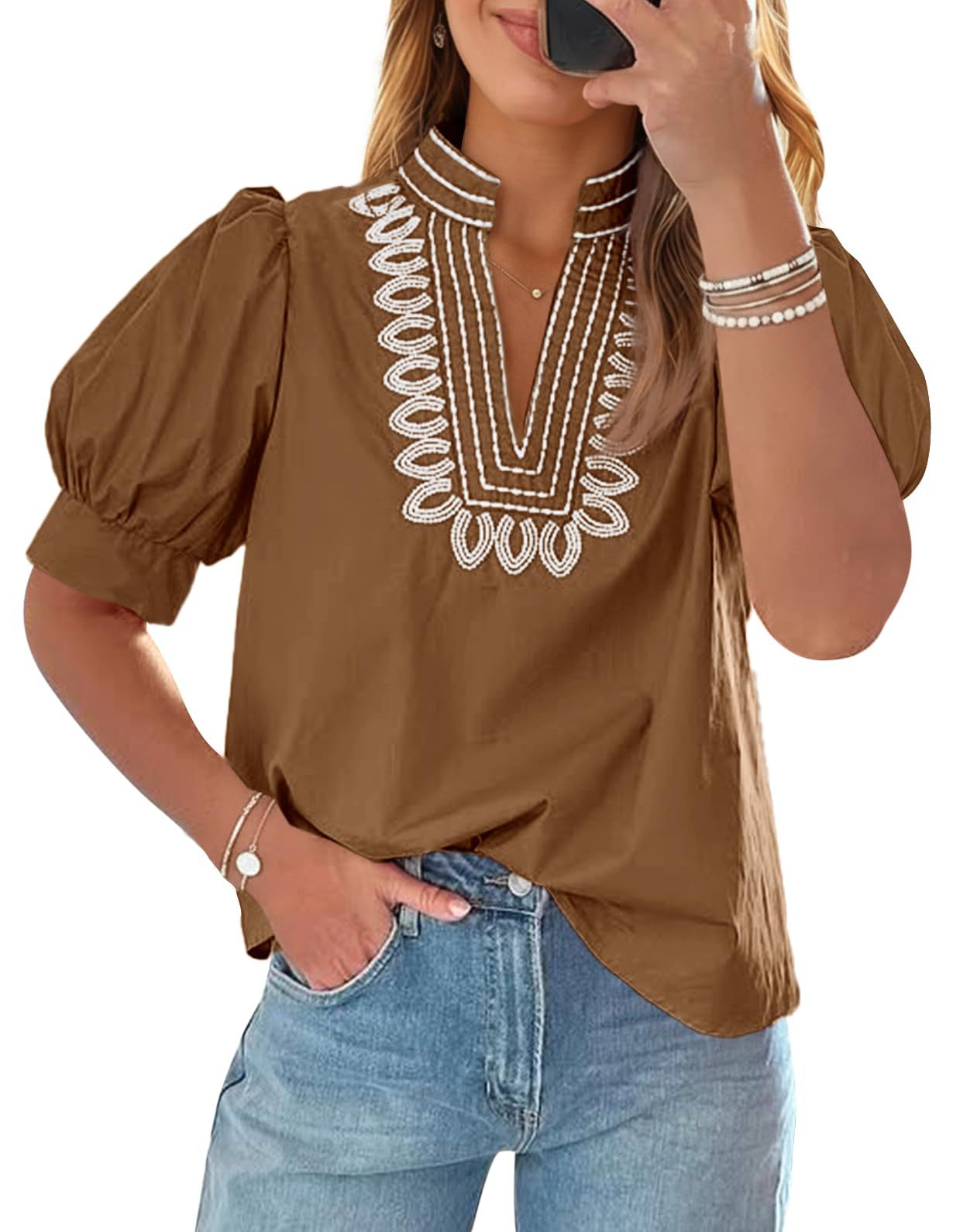 V-Neck Puff Sleeve Summer Top 9
