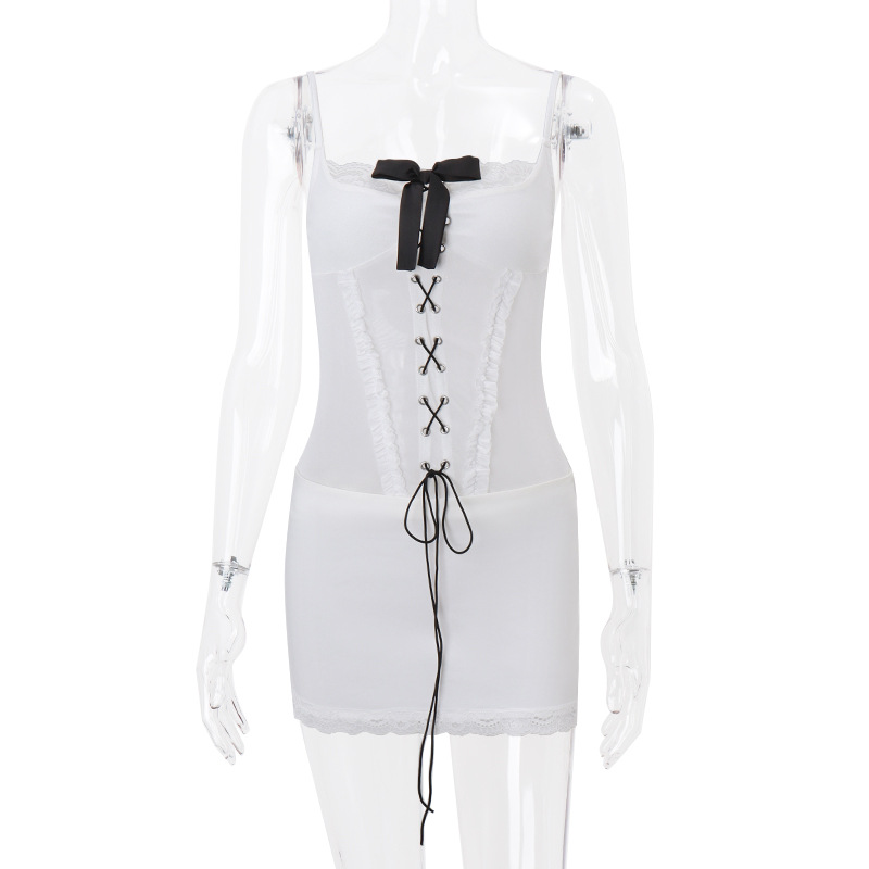 Bow Bandage Lace Stitching Dress 6
