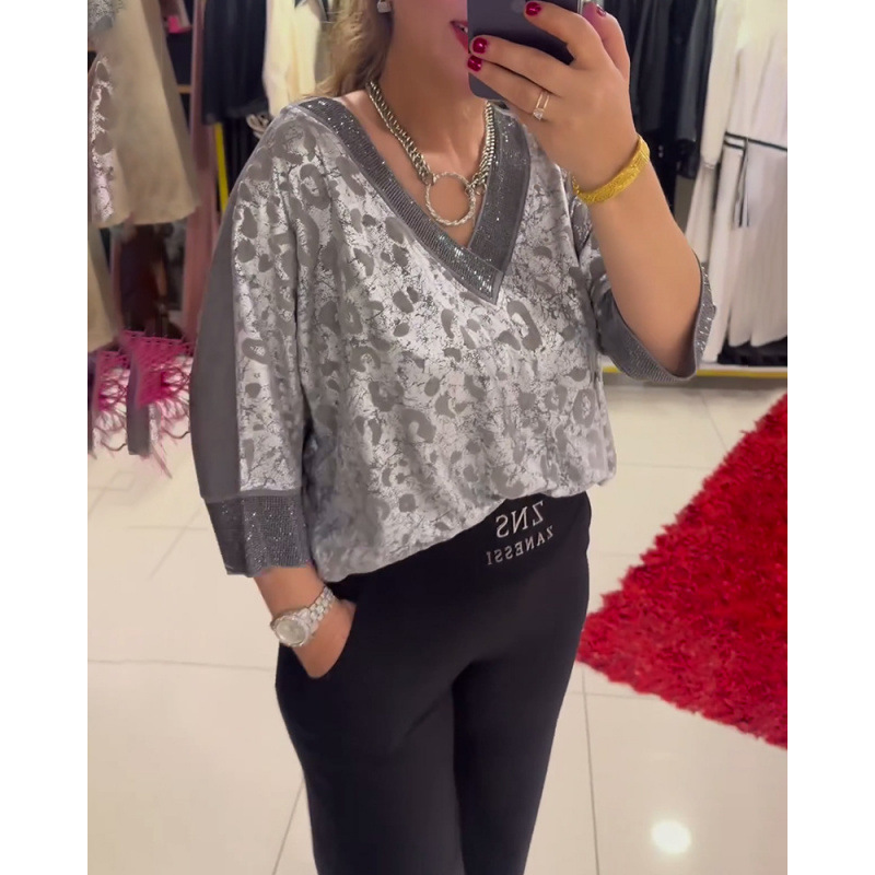 Elegant V-Neck Printed T-Shirt for Women 6