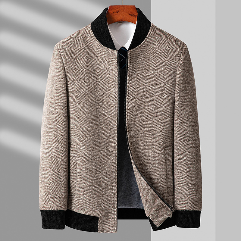 Business Casual Woolen Jacket with Stand Collar