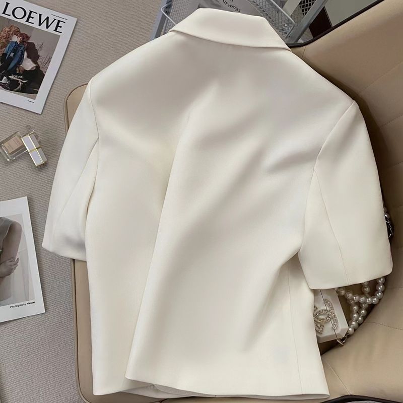 Women's Creamy White Short-Sleeved Blazer 4