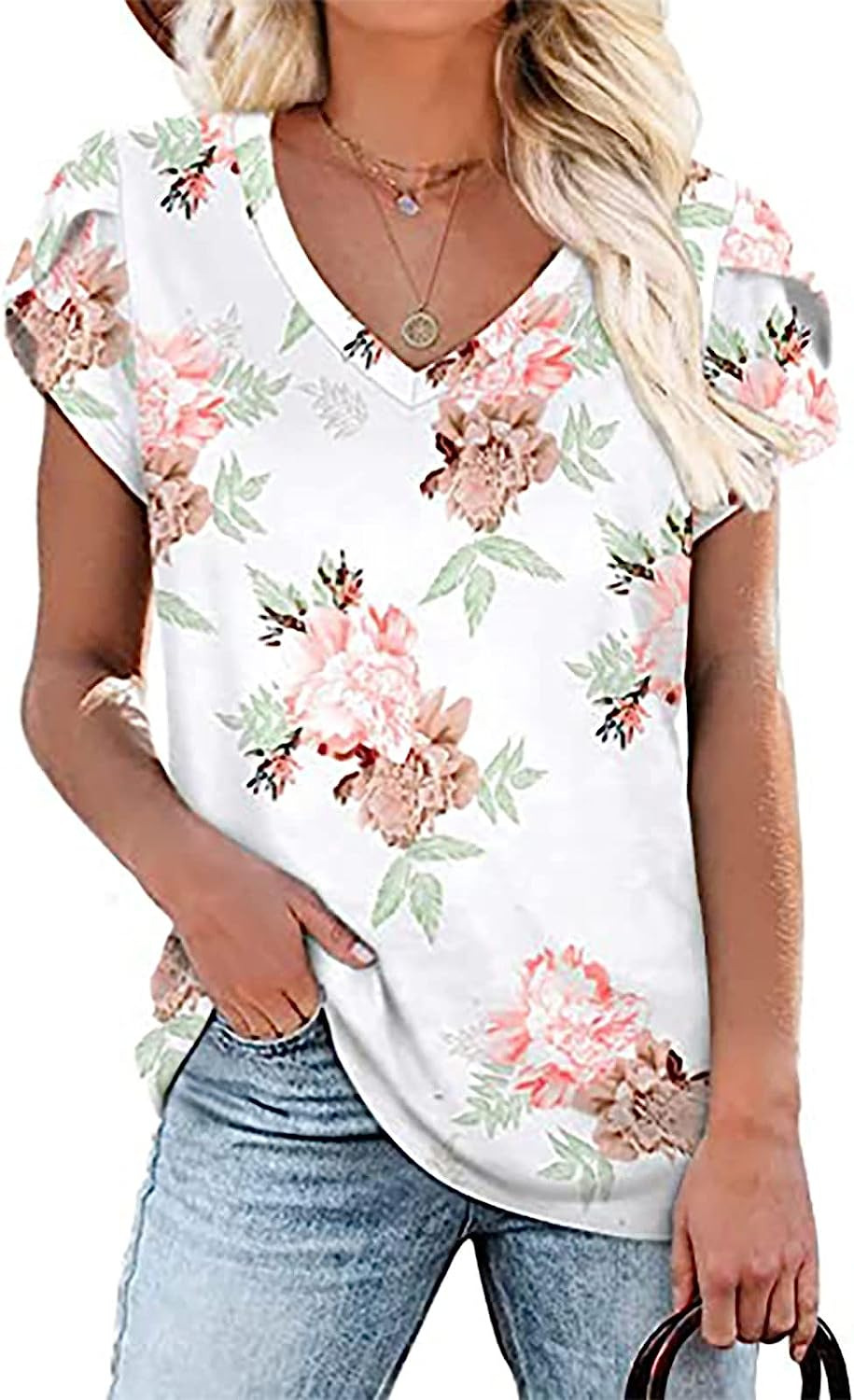 Milk Silk Abstract Character V-neck Top 8