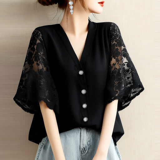 Summer V-Neck Button-Up Top 6