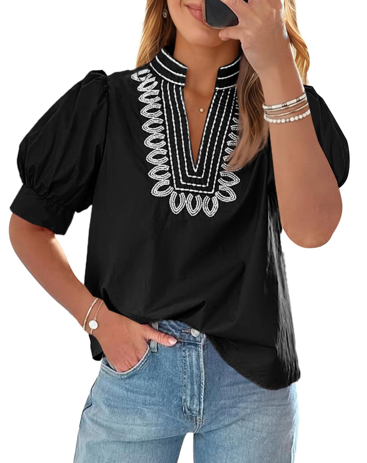 V-Neck Puff Sleeve Summer Top 7