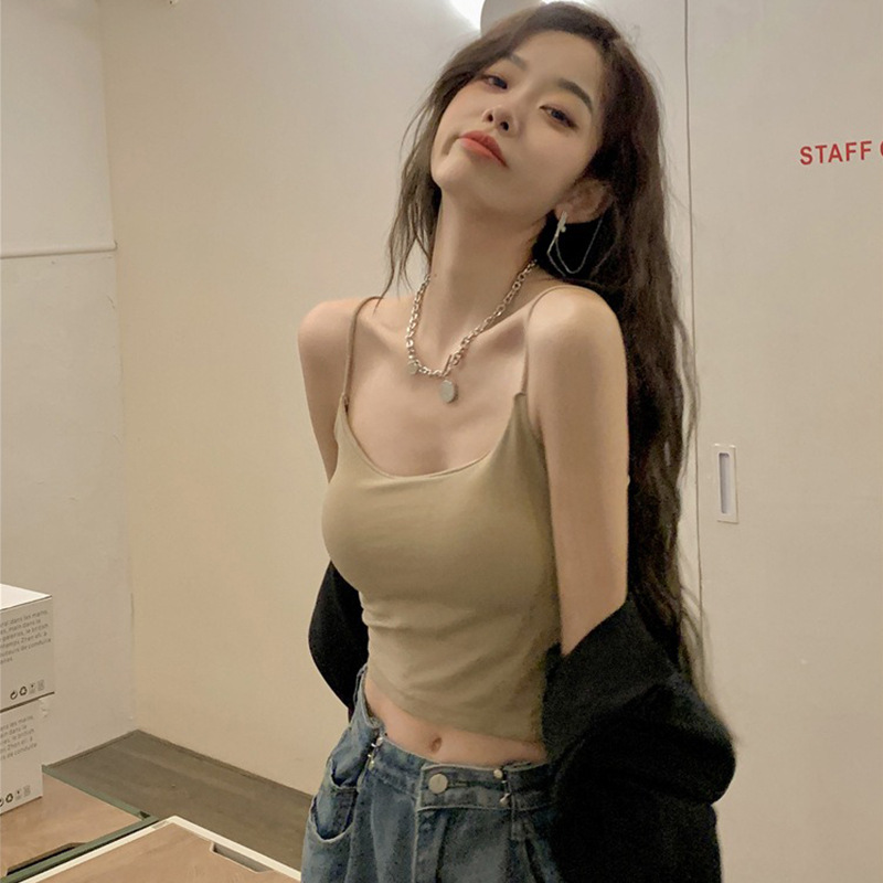 Women's Spring Sleeveless Camisole with Chest Pad 2
