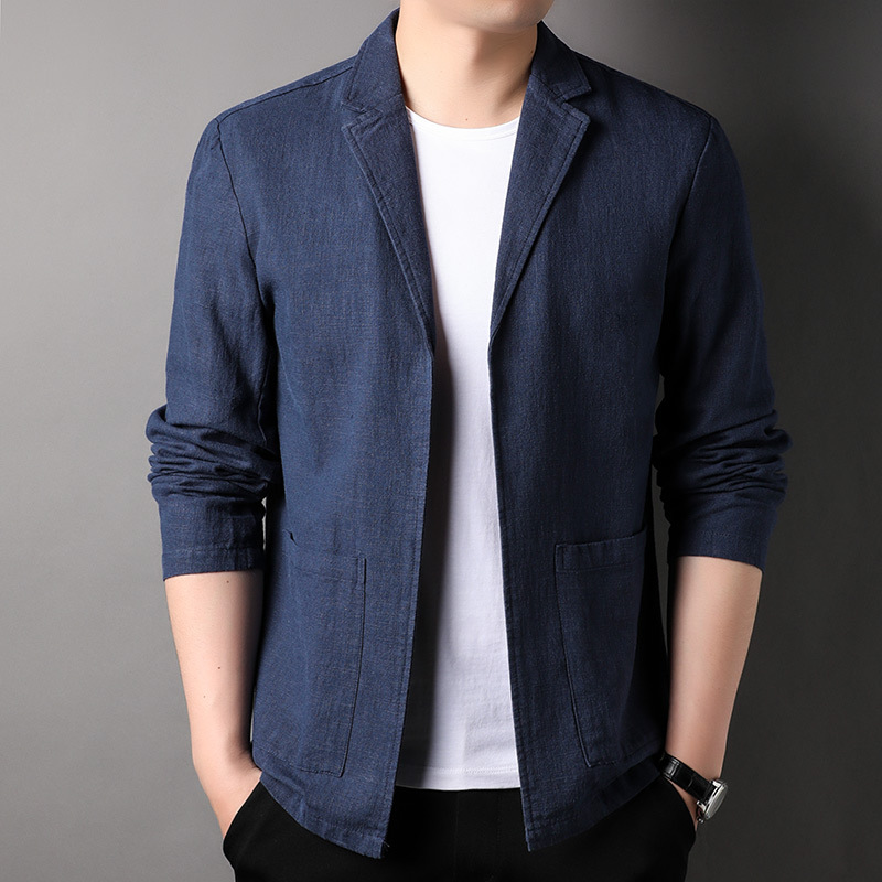 Casual Men's Linen-Style Suit Jacket