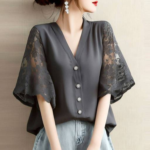 Summer V-Neck Button-Up Top 9