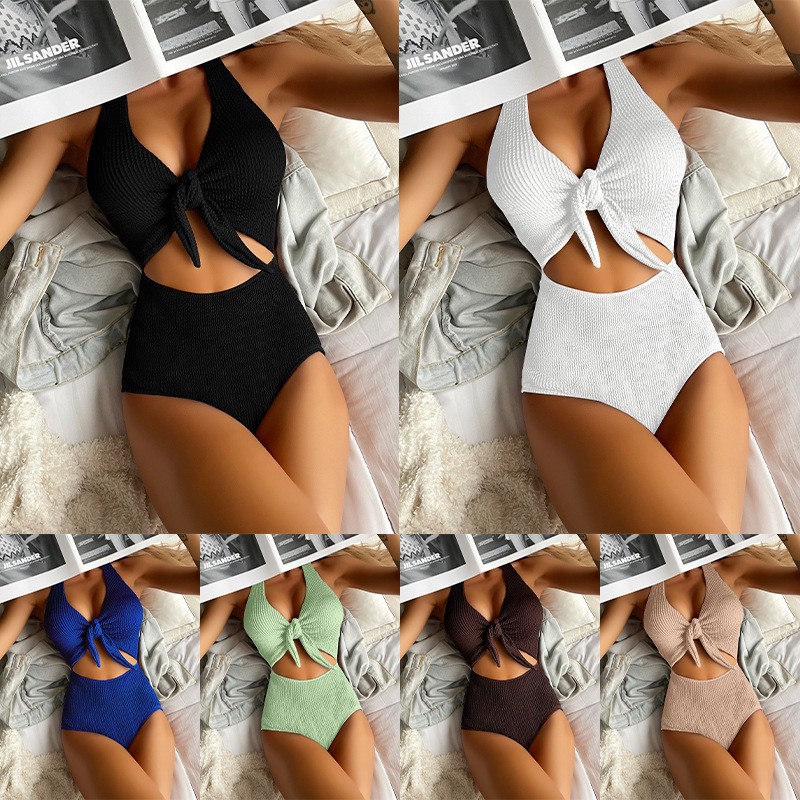 Women's Backless Lace-Up High-Waist Swimsuit