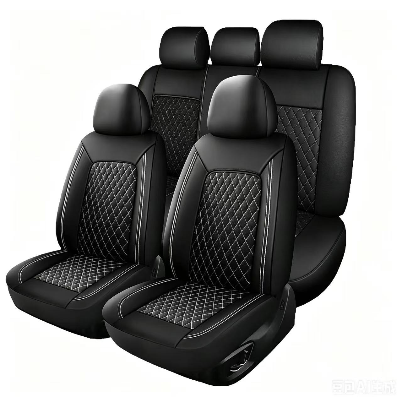 Single-line Diamond-pattern PU Leather Car Seat Cover 8