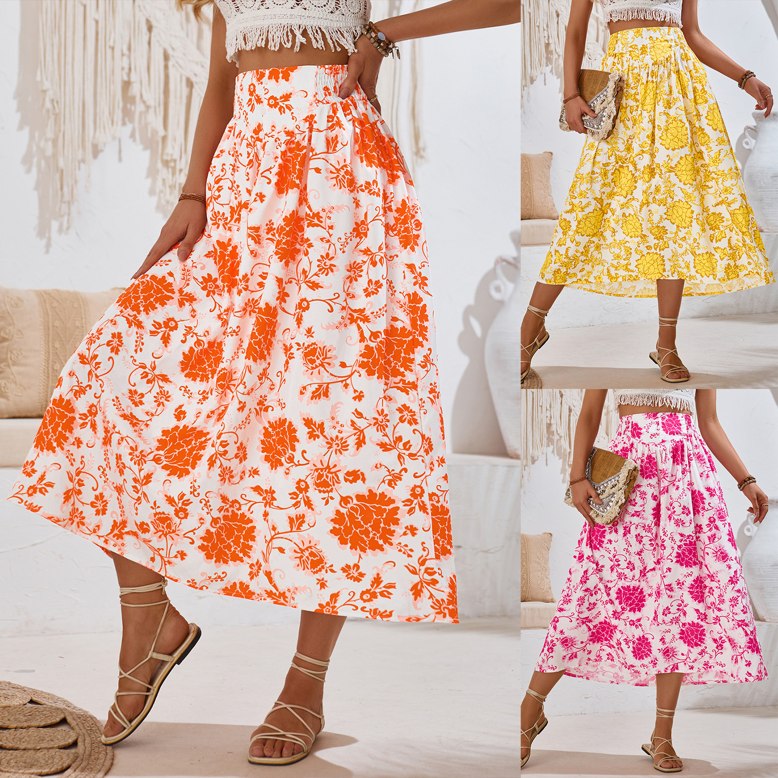 Casual Printed Skirt with Fitted Waist