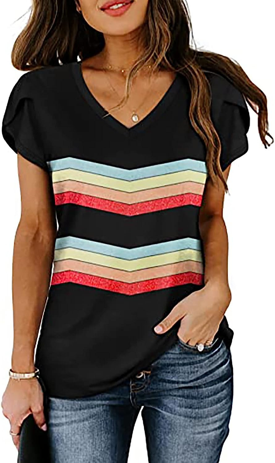 Milk Silk Abstract Character V-neck Top 10