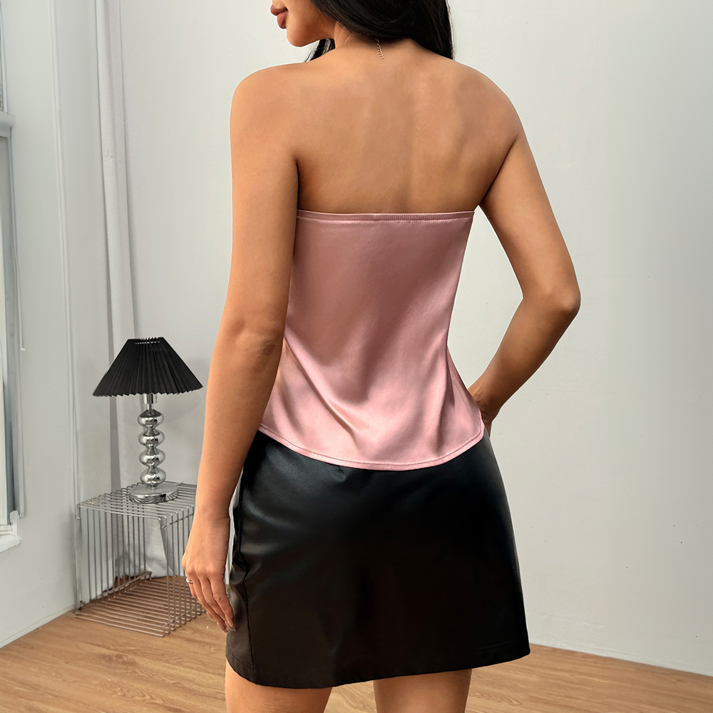 Strapless Satin Crop Top 2