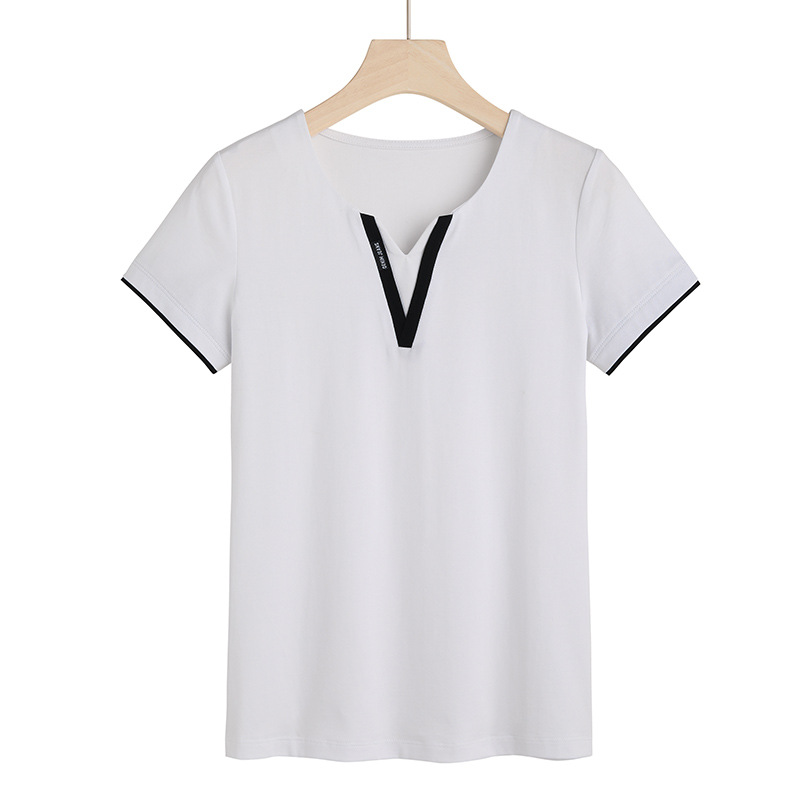 V-neck Patchwork Short-sleeved Undershirt 9