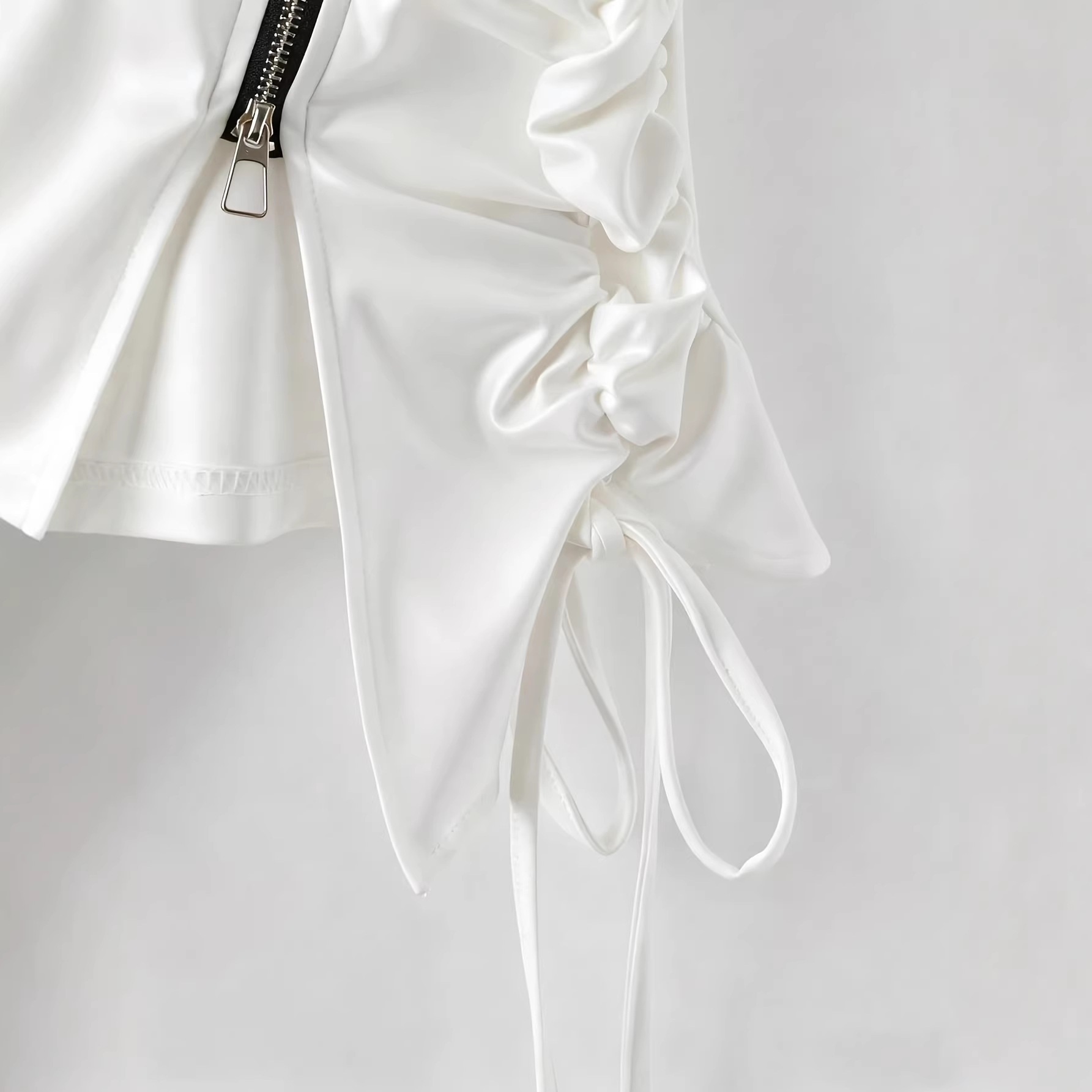 Women's Off-Shoulder Pleated Lace-Up Top 3