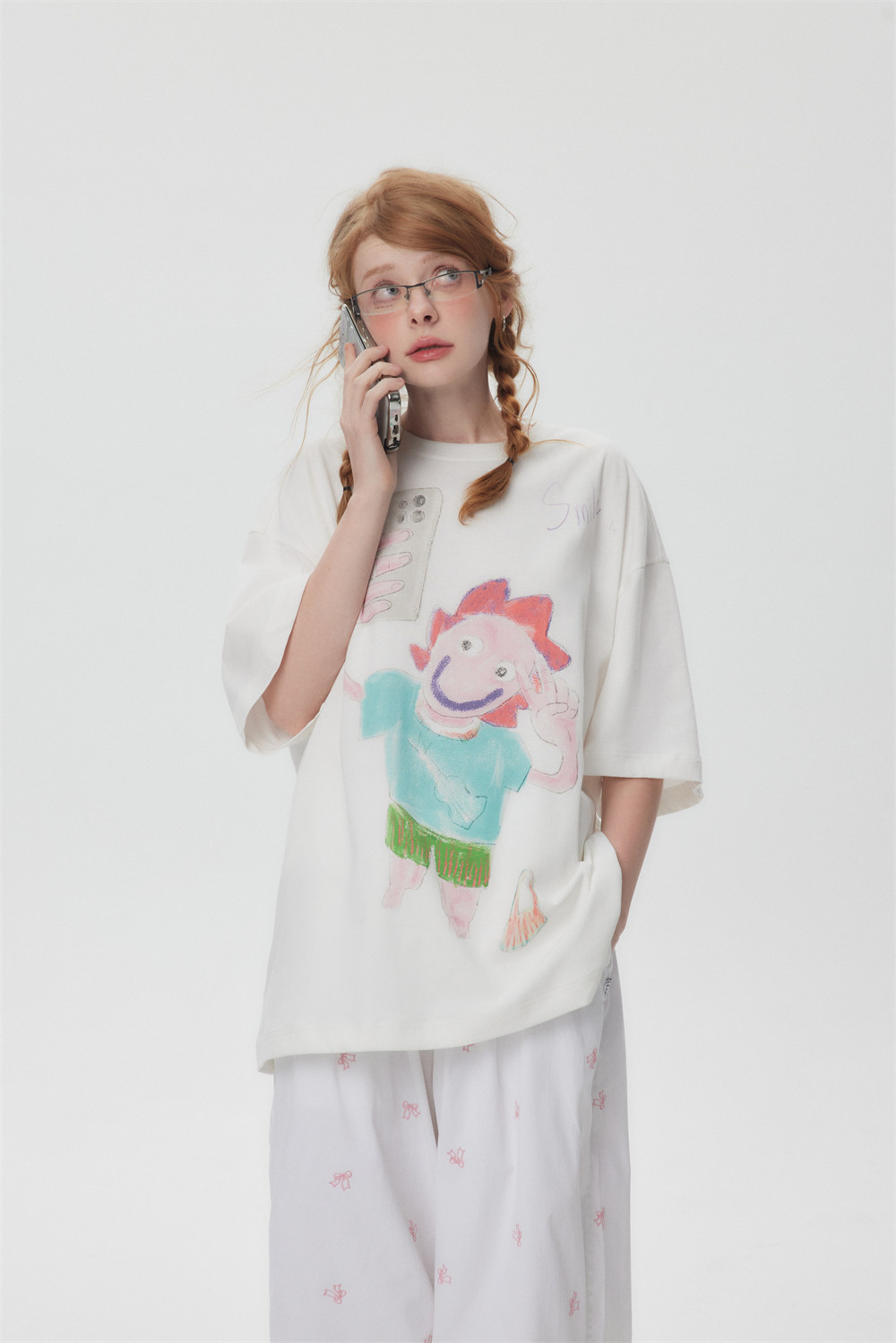 Women's Cartoon Graffiti Print T-Shirt 11