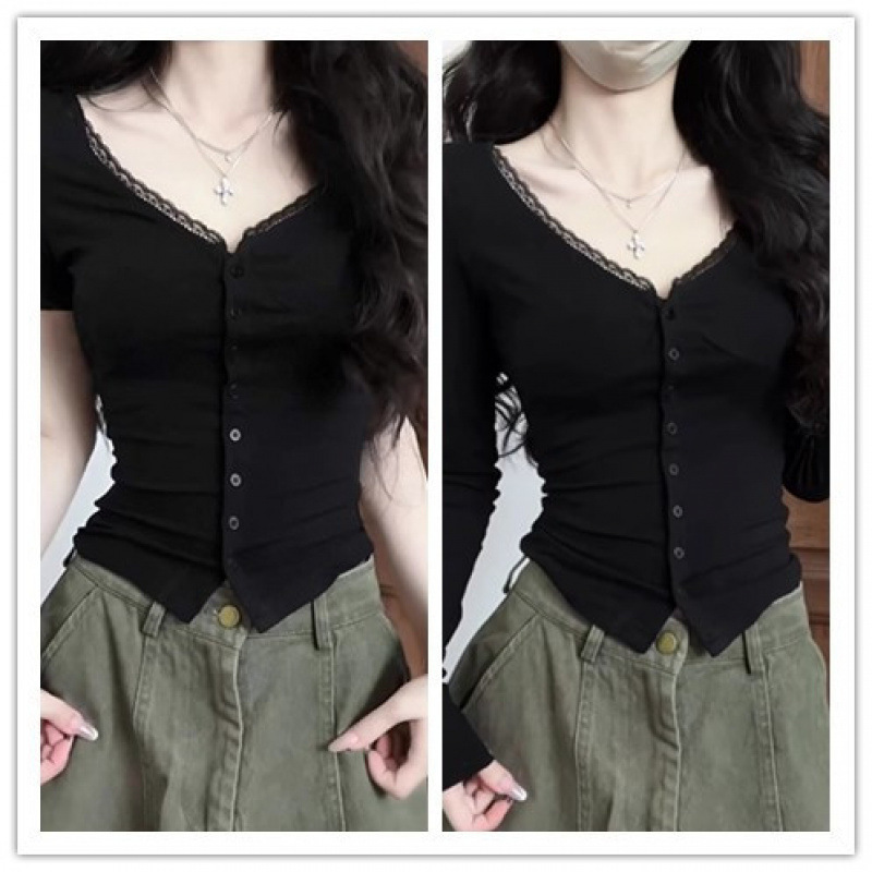 Pure Desire Sexy Collar Short Sleeve Shirt 7