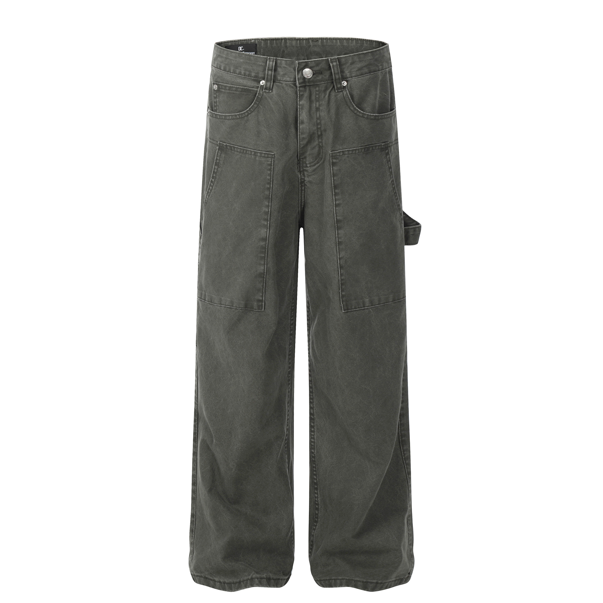 Washed Men's Loose Straight Cargo Jeans