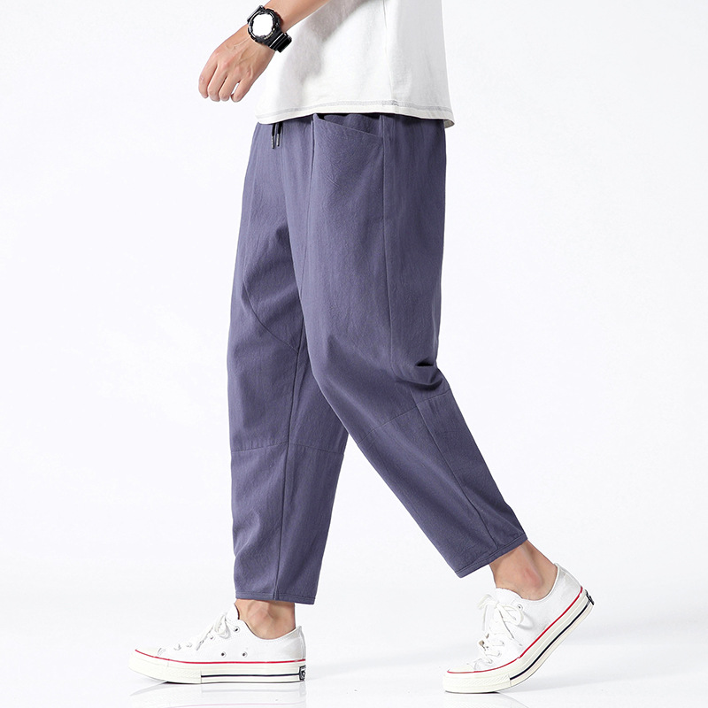Casual Loose Cotton Linen Cropped Harem Pants 4