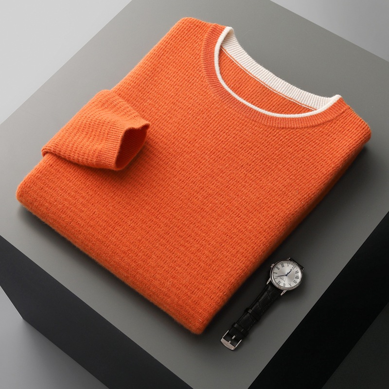 Knitted Crew Neck Sweater with Layered Look