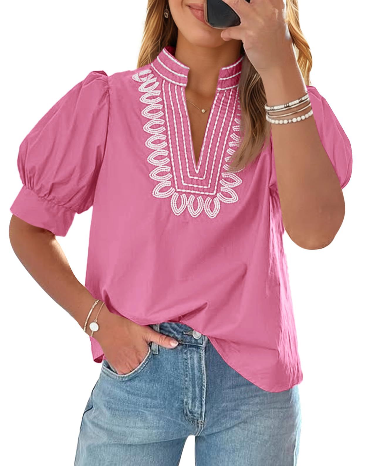 V-Neck Puff Sleeve Summer Top 8