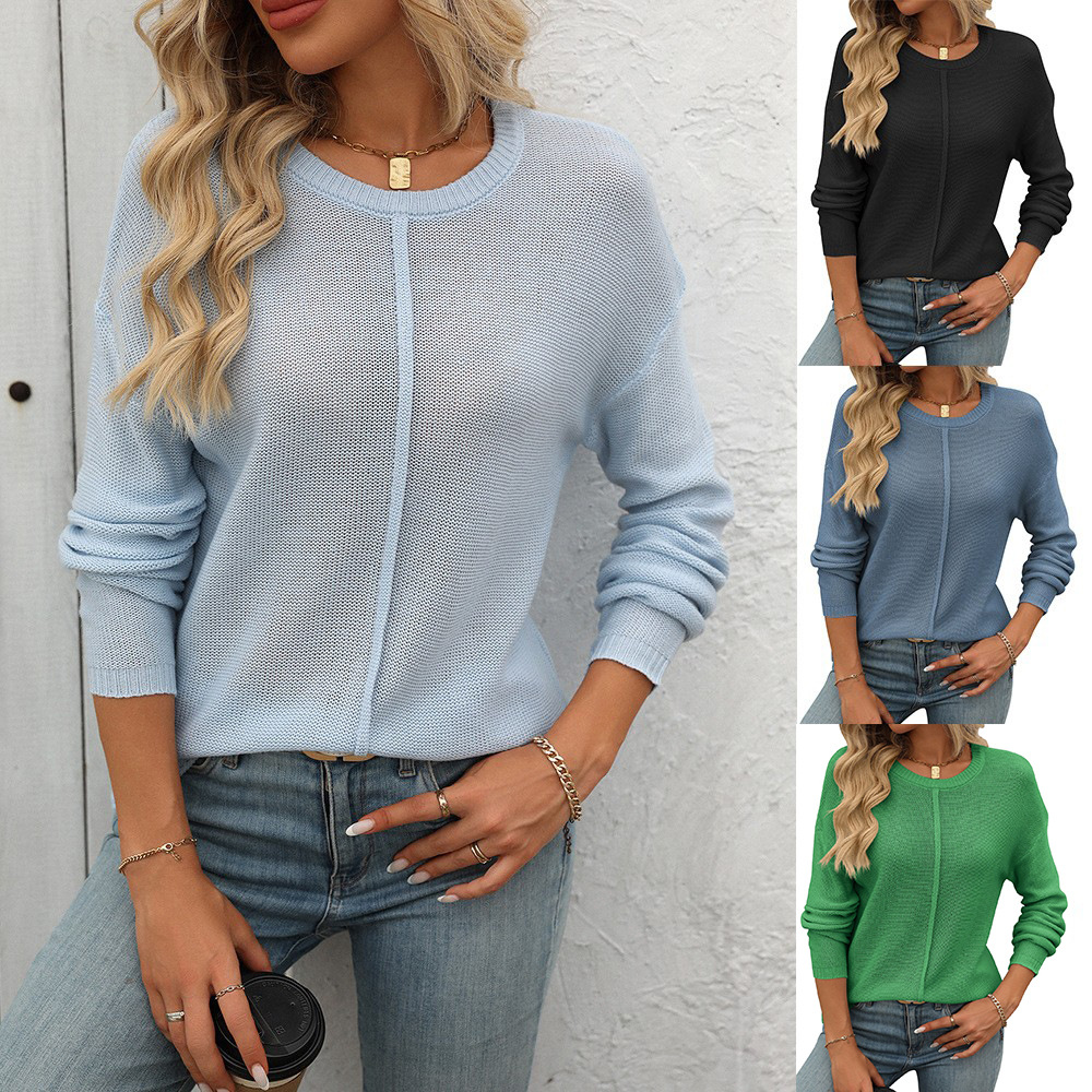 Casual Thick-Knit Round-Neck Women's Sweater