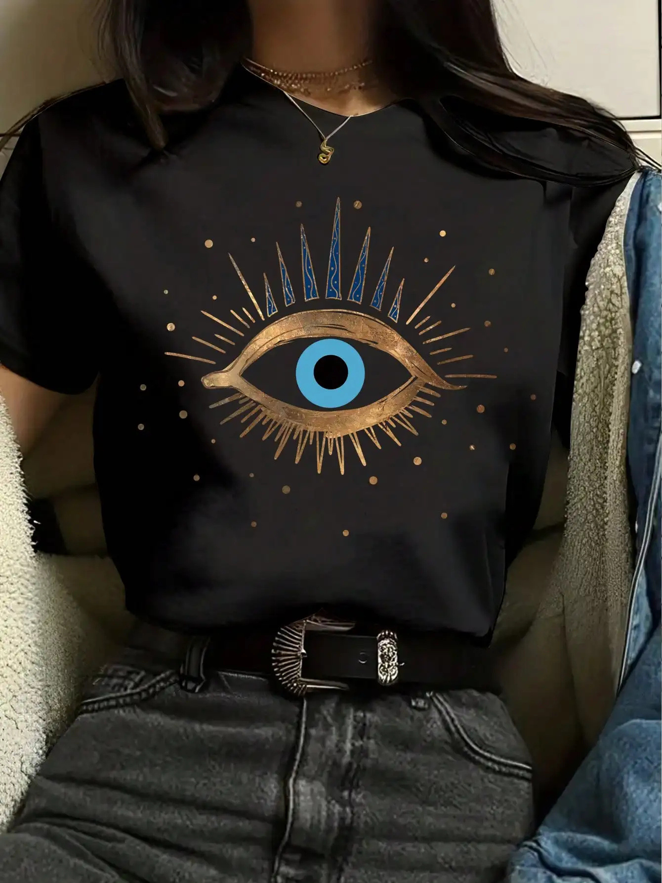 Cute Eye Print Casual T-Shirt 7