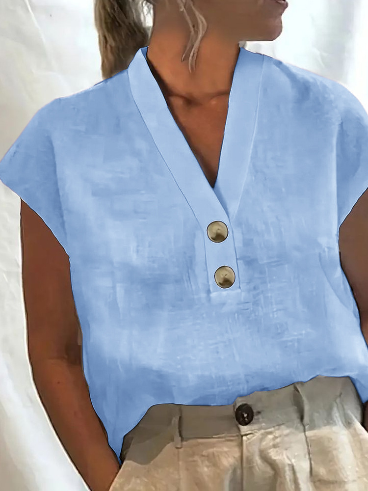 Women's Casual V-Neck Short Sleeve Top 9