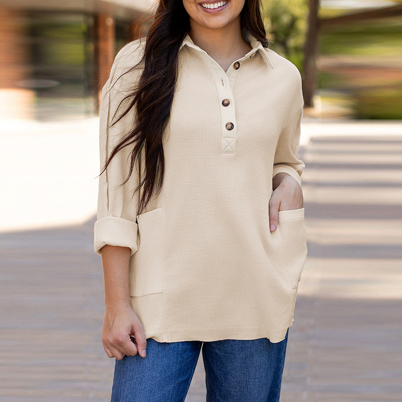 Women's Loose Sweater with Round Neck and Long Sleeves