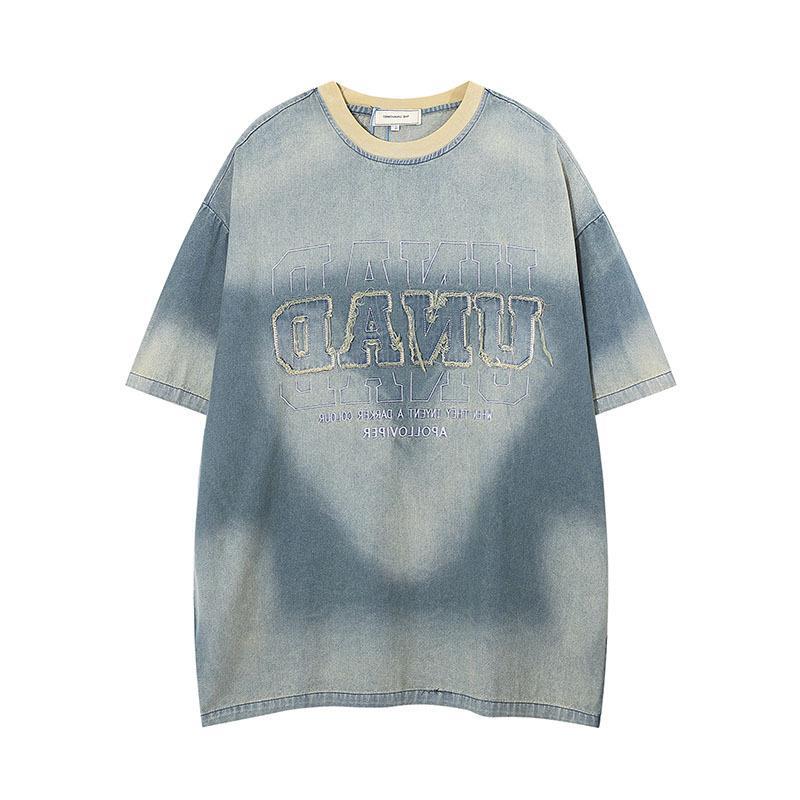 TKPA Original American Retro Street Letter Embroidery Denim Shirt 2