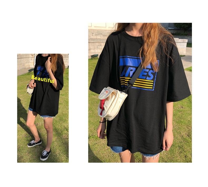 Loose Letter Print Short Sleeve T-Shirt 12