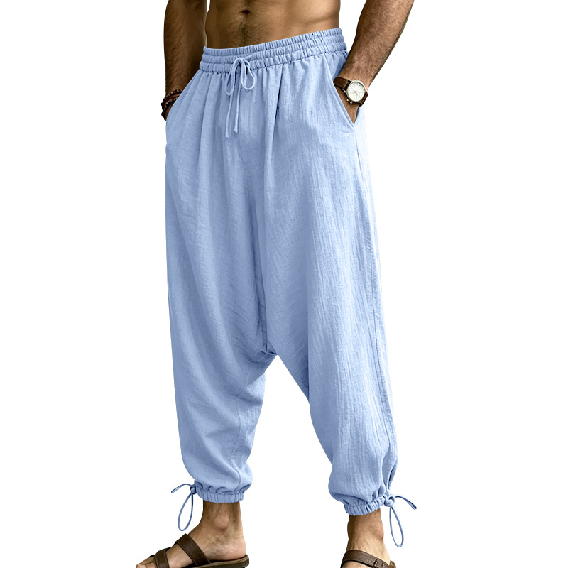 Men's Linen Drop-Crotch Harem Jogger Pants 5