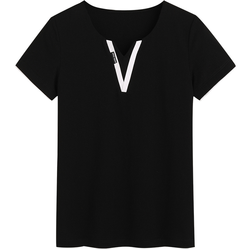 V-neck Patchwork Short-sleeved Undershirt 5
