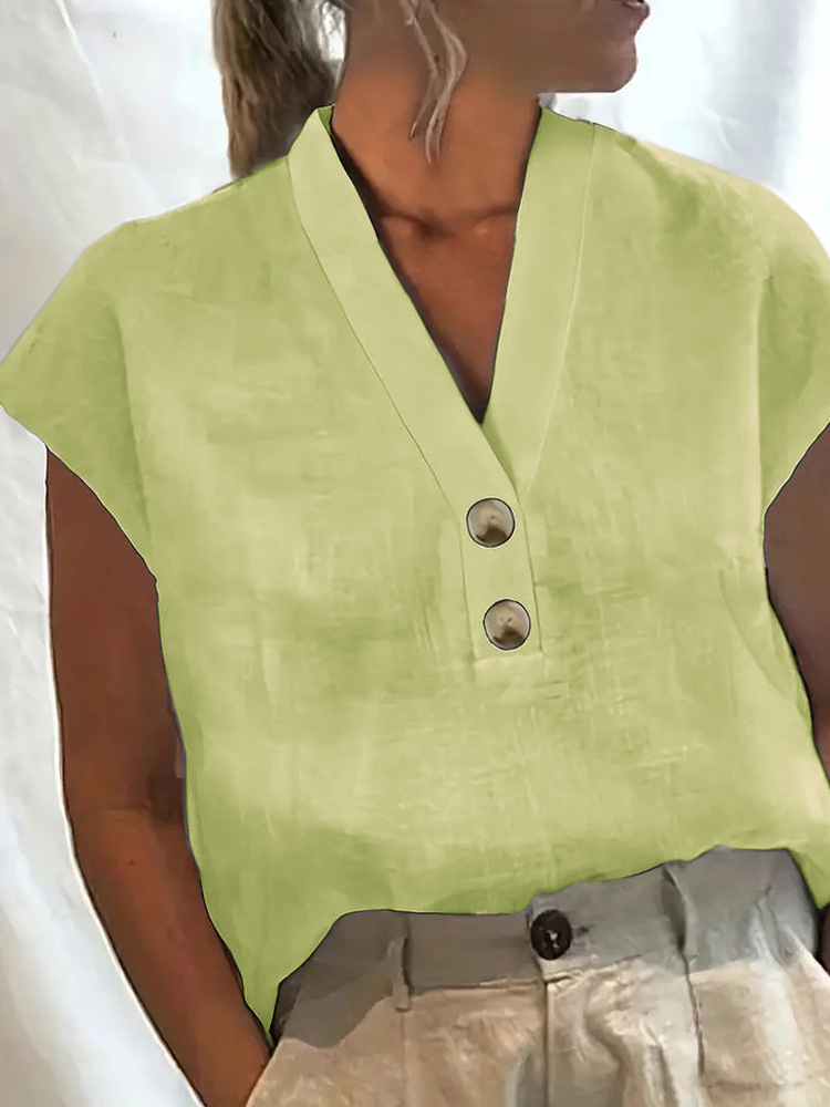 Women's Casual V-Neck Short Sleeve Top 8