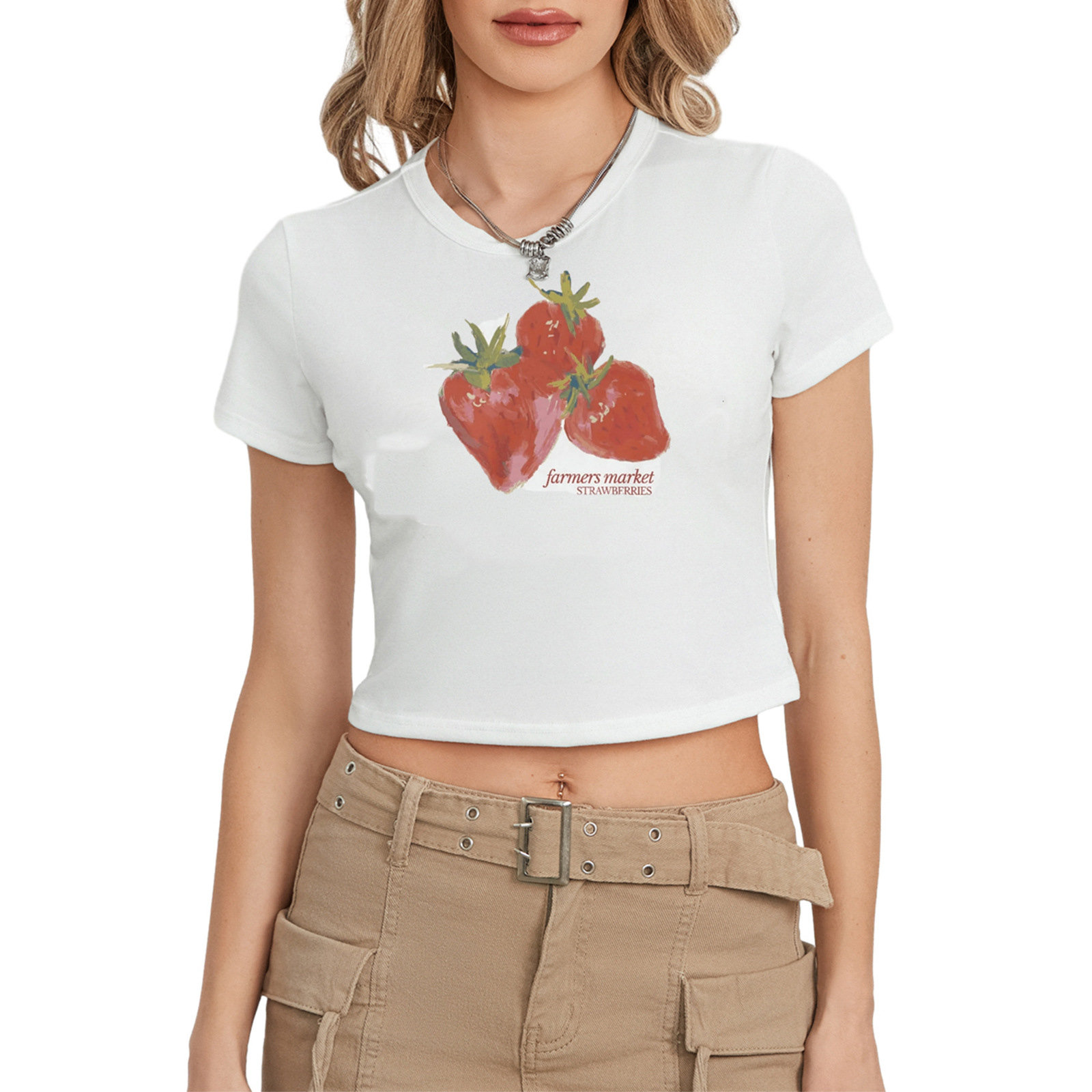 American Retro Crew Neck T-Shirt with Letter Print 4