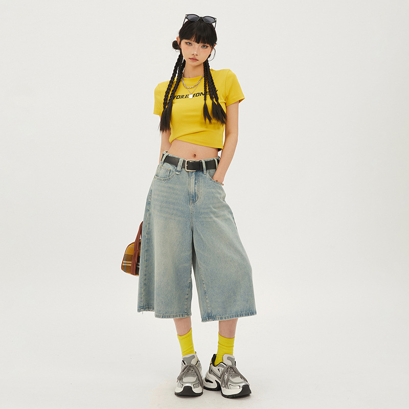 American Retro High-Waisted Wide-Leg Pants