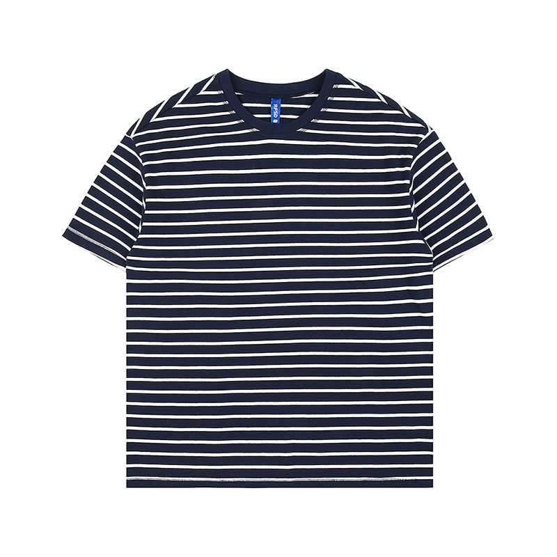 Contrast Color Striped Loose Short Sleeve T-Shirt 4