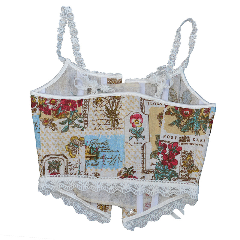 Front Strap French Lace Fishbone Bra Short Vest 8