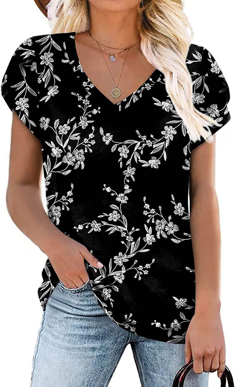 Milk Silk Abstract Character V-neck Top 11